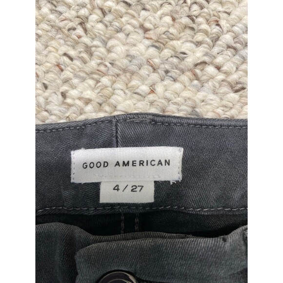 4/27 Good American Good Legs High-Rise Skinny Raw Fray Hem Black071 - Picture 8 of 9